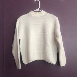 White Crew Neck Oversized Sweater